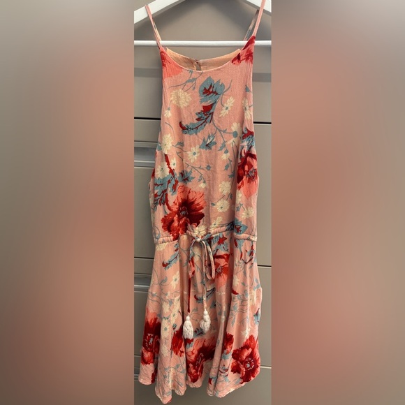 Ebby Andi Floral Halter Neck Coral Lightweight feminine Mini Dress size Small - Picture 2 of 10